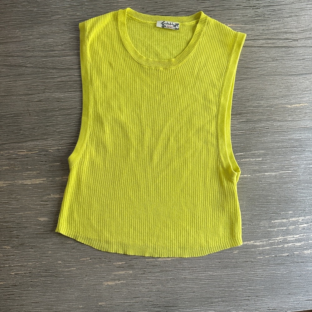 Free People Bright Yellow Ribbed Tank Top